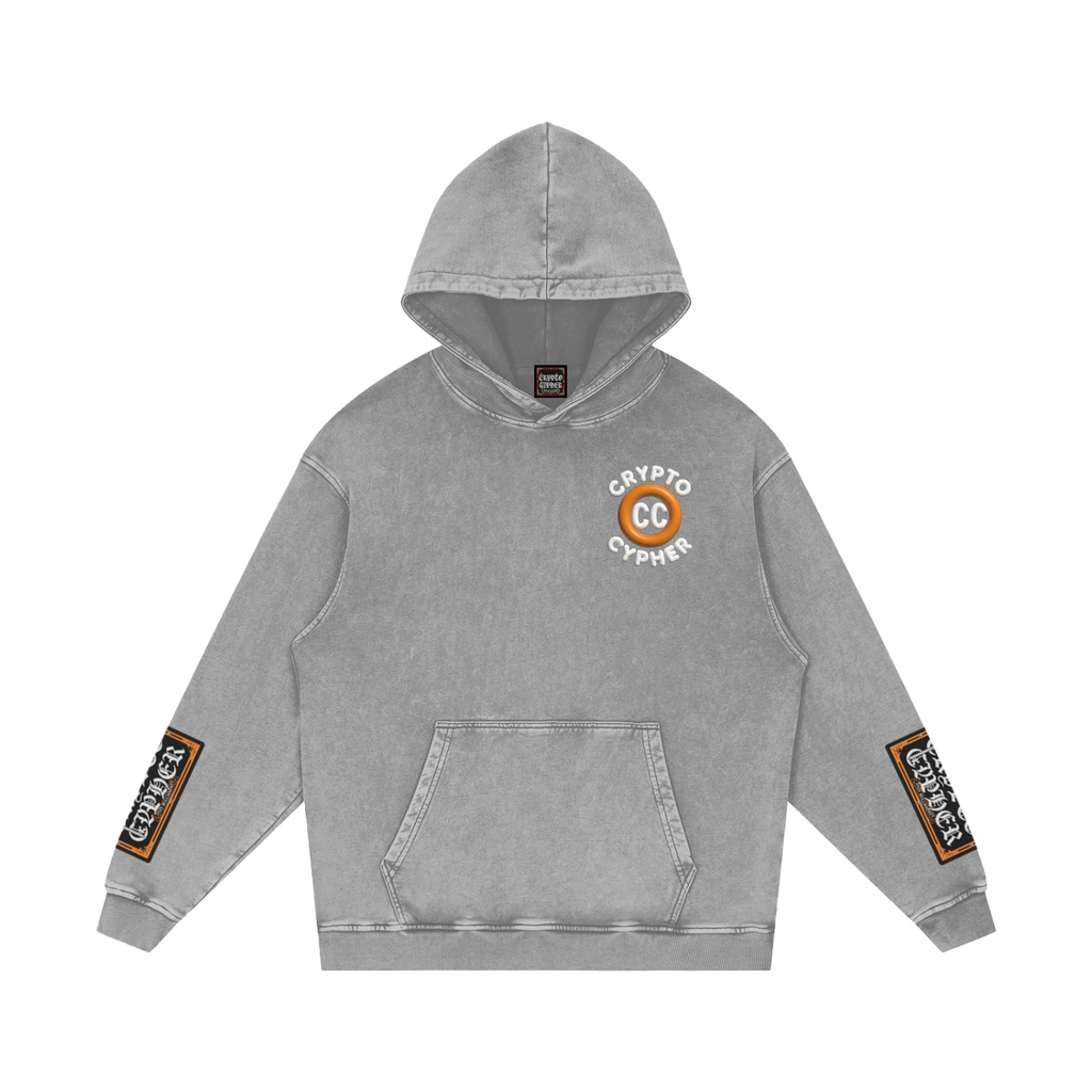 Crypto Cypher "Logo" Premium Snow Washed Loose Cotton Hoodie