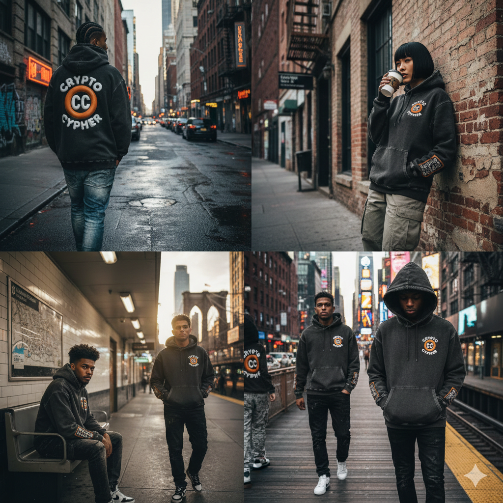 Crypto Cypher "Logo" Premium Snow Washed Loose Cotton Hoodie