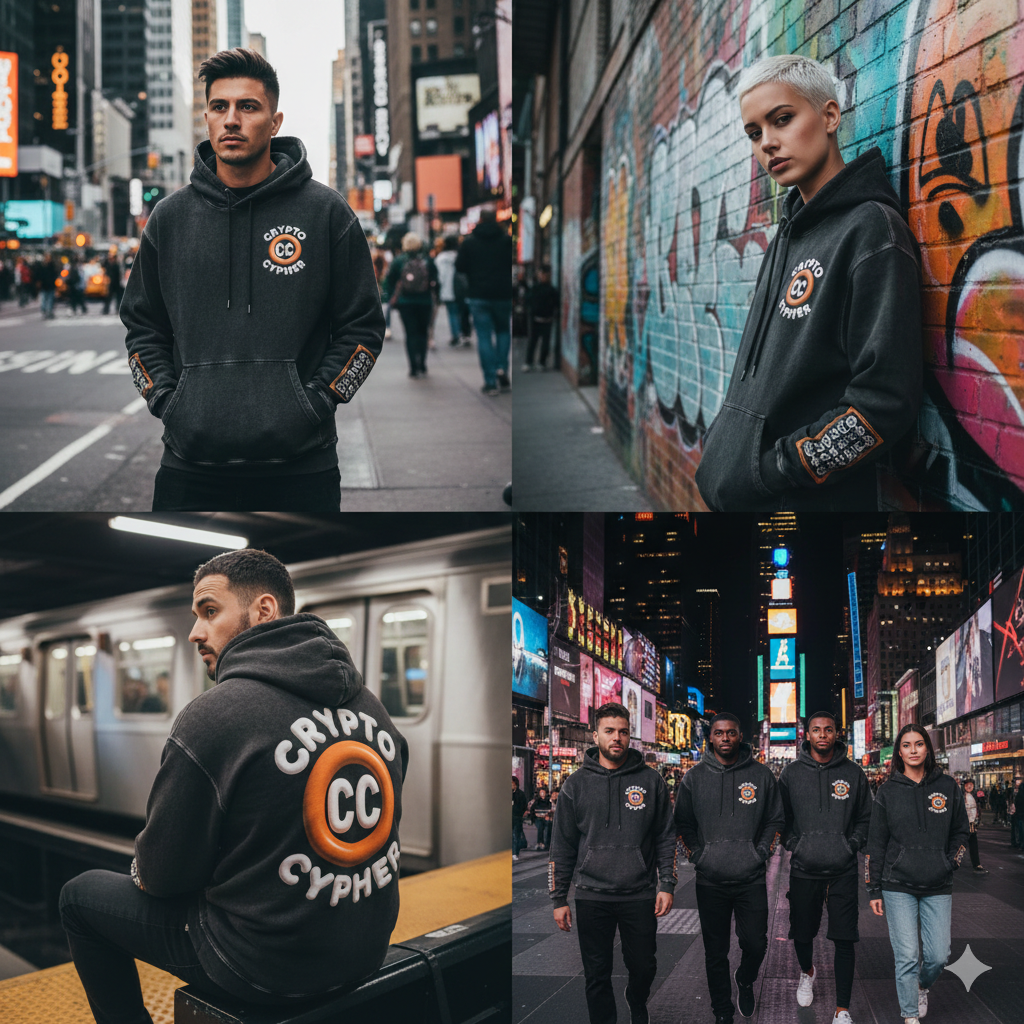 Crypto Cypher "Logo" Premium Snow Washed Loose Cotton Hoodie