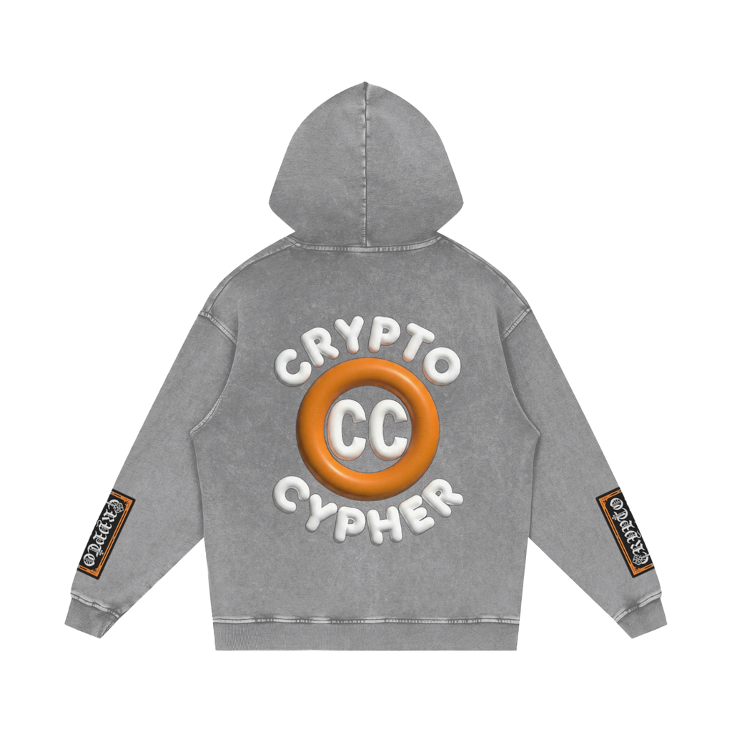 Crypto Cypher "Logo" Premium Snow Washed Loose Cotton Hoodie