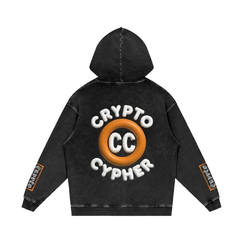 Crypto Cypher "Logo" Premium Snow Washed Loose Cotton Hoodie