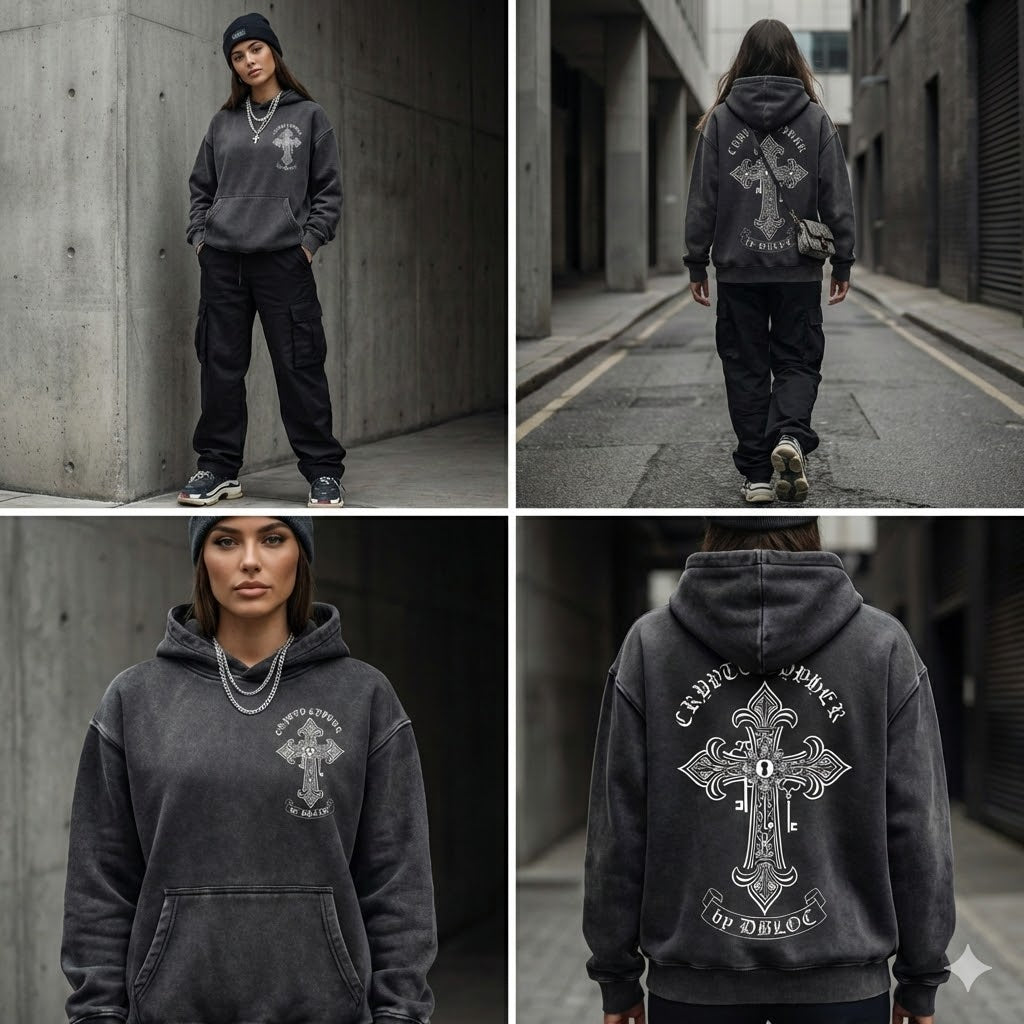 Crypto Cypher "Protection" Limited Edition Premium Comfort Snow Washed Fleece Oversize Hoodie